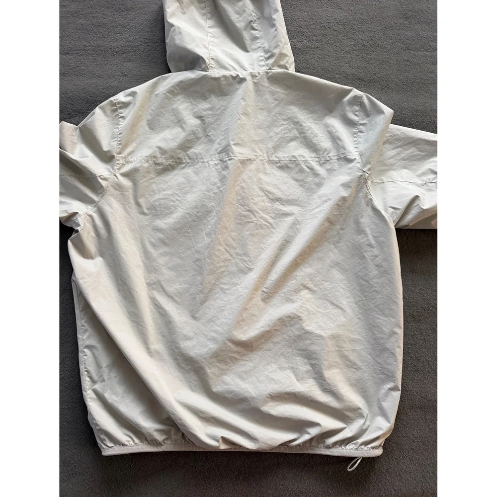 Tommy Hilfiger Mens Windbreaker Jacket Beige Water Resistant Hooded Sz L